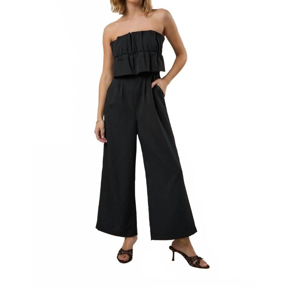NEW SUNDAY EDITION ruffle bodice jumpsuit in black